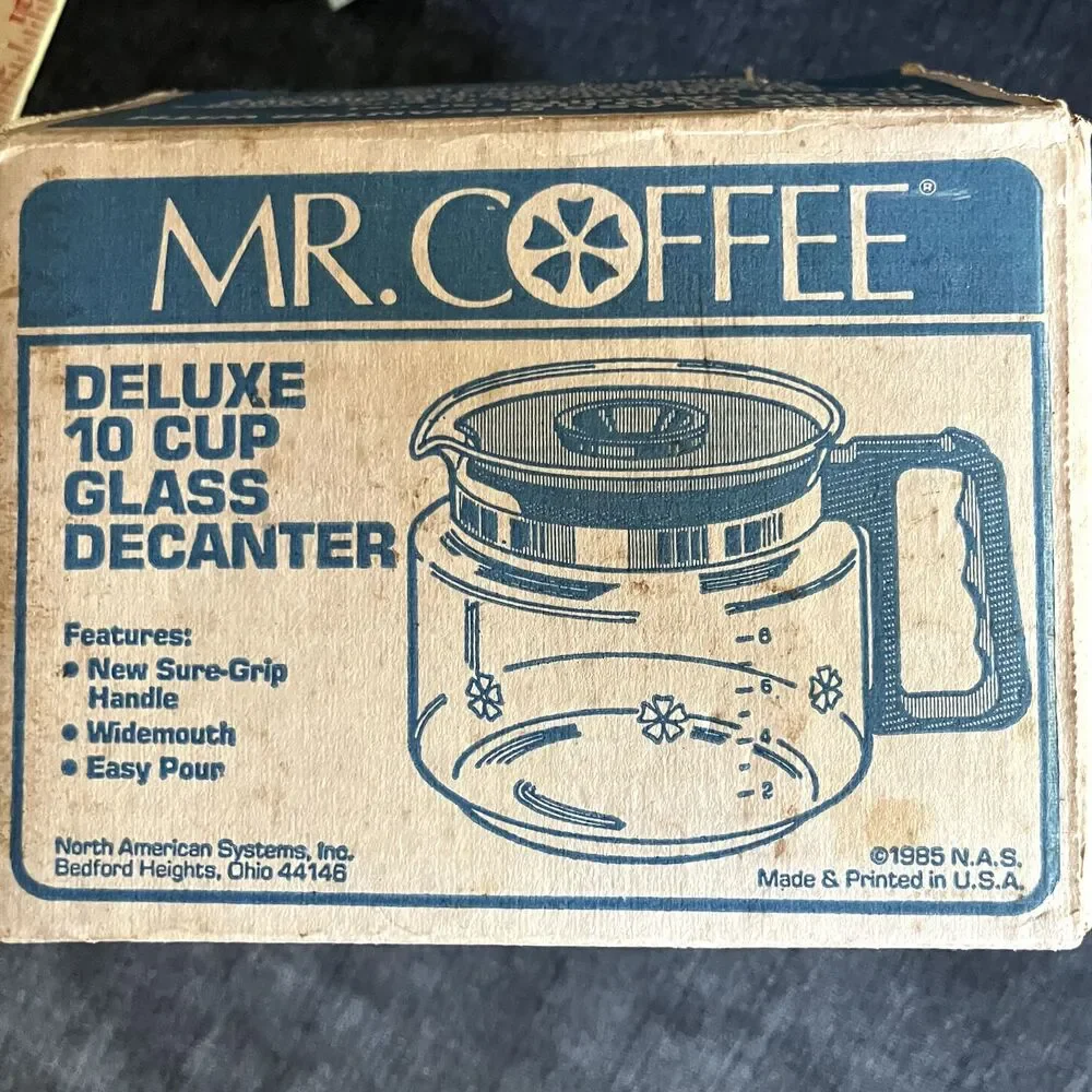 Vintage Mr. Coffee 10 Cup deluxe Glass Decanter Model D-10 Replacement 1985